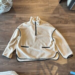 Tuckernuck Size S - Fleece quarter zip with faux leather detailing